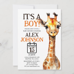 Invitation Giraffe Thème Safari Baby shower