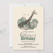 Invitation Giraffe Tropical Greenery Animal Birthday Party  (Devant)