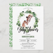 Invitation Giraffe tropicale et Baby shower de la jungle des  (Devant / Derrière)