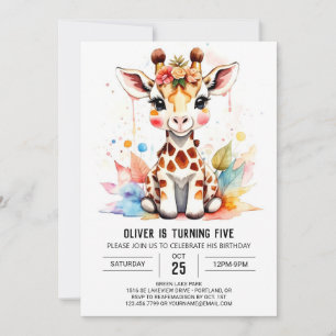 Invitation Giraffe Whimsical Safari Anniversaire