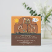 Invitation Giraffe Whimsical Safari Zoo Mariage All-in-One (Debout devant)