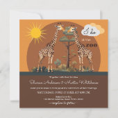 Invitation Giraffe Whimsical Safari Zoo Mariage All-in-One (Devant)