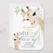Invitation Giraffe Wild One Watercolor Enfants 1er anniversai (Devant)