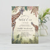 Invitation Giraffes Aquarelle Wild Un Baby shower (Debout devant)