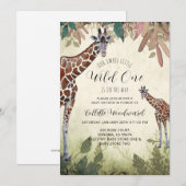 Invitation Giraffes Aquarelle Wild Un Baby shower (Devant / Derrière)
