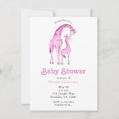 Invitation Giraffes roses Baby shower lunaire (Devant)