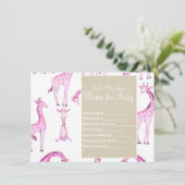 Invitation Giraffes roses & Voeux Kraft pour Baby shower Jeu (Debout devant)