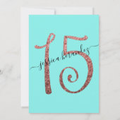 Invitation Girl Aqua Rose Gold Confetti Frontière Quinceañera (Dos)