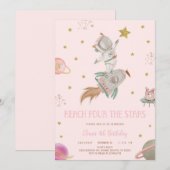 INVITATION GIRL ASTRONAUT INVITATION, REACH FOUR THE STARS (Devant / Derrière)