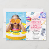 Invitation Girl Astronaut spatial Rocket Ship Planet (Devant)