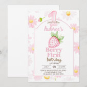 Invitation Girl Berry First, 1er anniversaire d'invitation, i (Devant / Derrière)