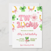 Invitation Girl Bow Glitter Two Lucky St Patrick 2nd Birthday (Devant)