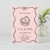 Invitation Girl Bow Premier anniversaire (Debout devant)