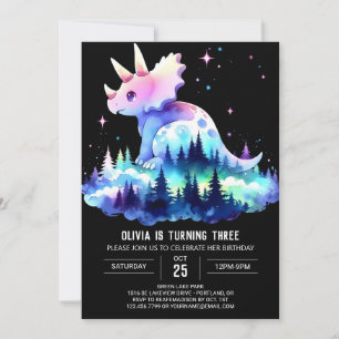 Invitation Girl Chic Triceratops Anniversaire