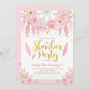 Invitation Girl Dreamcatcher Pink Gold Floral