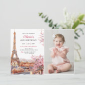 Invitation Girl Eiffel Tower Paris 2ème anniversaire (Debout devant)