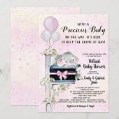 Invitation Girl Elephant Covid Baby shower Par Courrier (Devant / Derrière)