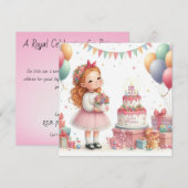 Invitation Girl five years old birthday Personalize Custom (Devant / Derrière)