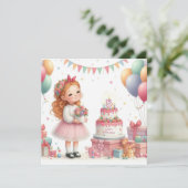 Invitation Girl five years old birthday Personalize Custom (Debout devant)