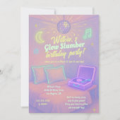 Invitation Girl Glow Neon Disco Sleepover Party (Devant)