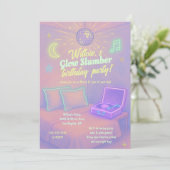 Invitation Girl Glow Neon Disco Sleepover Party (Debout devant)