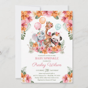 Invitation Girl Jungle Safari Bébé Sprinkle