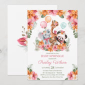 Invitation Girl Jungle Safari Bébé Sprinkle (Devant / Derrière)