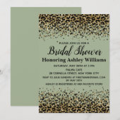 Invitation Girl Leopard Sage Green Black Gold Fête des mariée (Devant / Derrière)