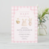 Invitation Girl Locally Grown Pink Baby Shower (Debout devant)