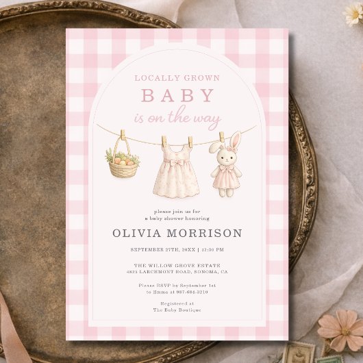 Invitation Girl Locally Grown Pink Baby Shower