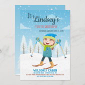 Invitation Girl on Skis (Devant / Derrière)