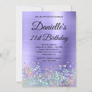 Invitation Girl Periwinkle Parties scintillant Holo Fancy Mon
