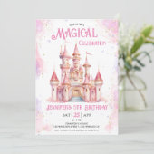 Invitation Girl Pink Castle Princess 5e fête d'anniversaire (Debout devant)