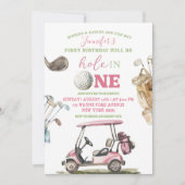 Invitation Girl Pink Golf Part Extérieur Anniversaire (Devant)