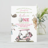 Invitation Girl Pink Golf Part Extérieur Anniversaire (Debout devant)