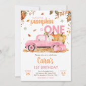 Invitation Girl Pink Pumpkin Truck Fall Birthday  (Devant)