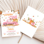 Invitation Girl Pink Pumpkin Truck Fall Birthday 