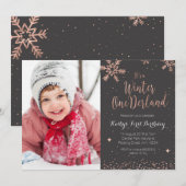 Invitation Girl Pink Winter Onederland (Devant / Derrière)