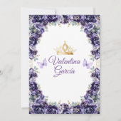 Invitation Girl Purple Dress Quinceañera 15 Anos Flowers Gold (Dos)