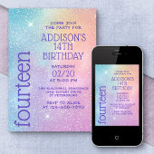 Invitation Girl Purple Stars Galaxy Anniversaire