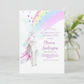 Invitation Girl Rainbow Magic Unicorn Stars Anniversaire (Debout devant)