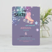 Invitation  Girl Roller Skating Purple Neon Birthday Party (Debout devant)
