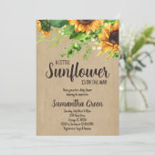 Invitation Girl Rustic Sunflower Baby Shower (Debout devant)