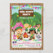 Invitation Girl Scouts Camping Birthday Party  (Devant)