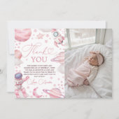 Invitation Girl Space Photo Thank You Card (Devant)
