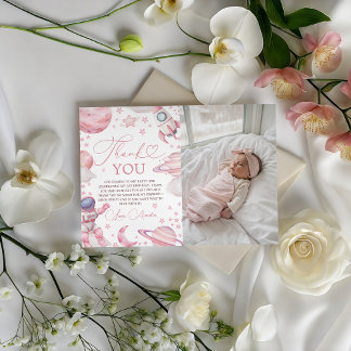 Invitation Girl Space Photo Thank You Card