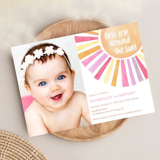 Invitation Girl Sunshine premier voyage autour de la fête d'a