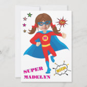 Invitation Girl Superhero Flying 💥 Birthday Photo (Devant)