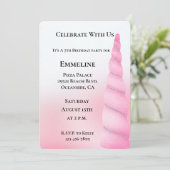 Invitation Girl Sweet Rose blanc licorne Anniversaire (Debout devant)