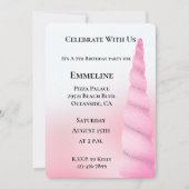 Invitation Girl Sweet Rose blanc licorne Anniversaire (Devant)